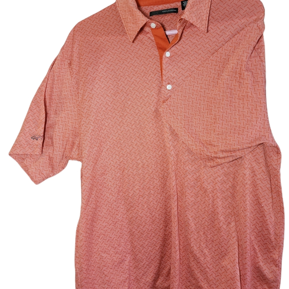 Greg Norman Polo Size Large Short Sleeve Collared salmon color